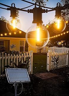 Zuske Solar Festoon Lights Outdoor, 15M/50FT Solar Lights Outdoor Garden with 25+2 G40 Globe Shatterproof LED Bulbs, Waterproof IP65 String Lights for Outside, Indoor, Wedding, Party(Warm White)