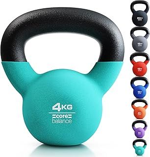 Kettlebell Neoprene Coated Cast Iron Weight Lifting Strength Training Cardio Fitness Home Gym (1 x 4kg, 6kg, 8kg, 10kg, 12kg, 16kg or 20kg)