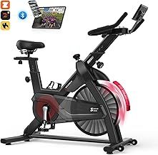 Exercise Bike for Home Use with APP, Magnetic Resistance Spin Bike with Large Tablet Holder & Comfortable Seat, Upgraded LCD Monitor for Quiet Home Cardio Workout, Max 330LBS Capacity