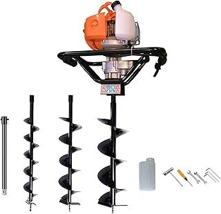 Petrol Earth Auger Post Hole Borer Ground Drill with 3 Bits, 4, 6, 8" Bits Extension BAR Included and Accessories