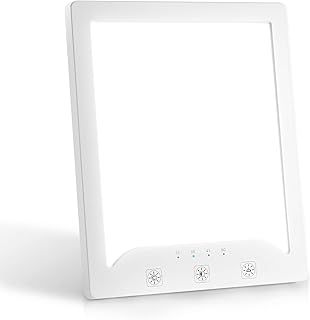 UV-Free 2000-10000 Lux SAD Lamp with 3 Color Temperatures, Adjustable Brightness, Full Spectrum Therapy for Seasonal Mood Changes (Large, Square)