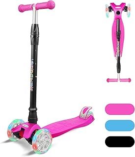 KORIMEFA 3 Wheel Kids Scooter for Kids Age 3-12 Kick Scooter with 4 Adjustable Height for Toddlers Girls Boys Lean to Steer, Light up Wheels, Extra-Wide Deck