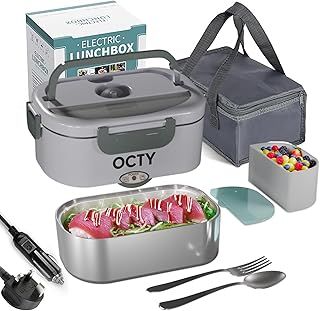 OCTY Electric Lunch Box Heater - Portable Food Warmer for Truck, Car, Office, Builders & Travellers - 3-in-1 Adults Away from Home White