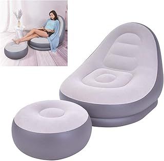 CHAISE INFLATABLE GAMING SPORTS CAMPING LOUNGER RELAXING CHAIR SEAT SOFA (DELUXE LOUNGER - GREY)