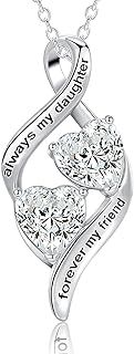 Christmas Birthday Gifts Necklace for Mum/Sister/Daughter/Nana, Sterling Silver Love Heart Cubic Zirconia Pendant Necklace for Women, 18"