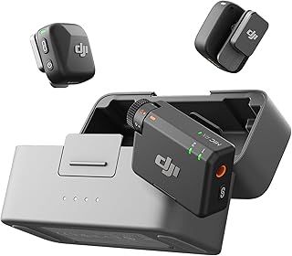 DJI Mic Mini (2 TX + 1 RX + Charging Case), Wireless Lavalier Microphone, Detail-Rich Audio, 48h Use, Noise Cancelling, Automatic Limiting, Bluetooth Microphone for Camera/iPhone/Android, Vlog