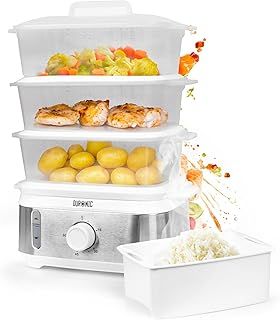Duronic 3 Tier Food Steamer FS95 Electric Veggie Steamers for Food Cooking Kitchen Steamers for Eggs Rice Meat Momos & Steaming Fish Baby Steam Cooker 9L Steamer Pot