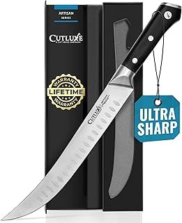 Cutluxe Butcher Knife – 10″ Cimeter & Breaking Knife – Forged High Carbon German Steel – Full Tang & Razor Sharp – Ergonomic Handle Design – Artisan Series