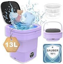 Portable Washing Machine with Spin Dryer, 13L Mini Washing Machine and Dryer, Small Washing Machine Portable Cleaning Underwear, Baby Clothes, Collapsible Camping Washing Machine Dorm, Travel (Purple)