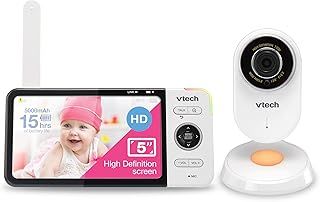 VTech VM818HD Baby Monitor with Camera,HD No-Glare Night Vision,Video Baby Monitor with 5'' 720p HD Display,Night Light,110°Wide-Angle View,True-Colour Day Vision 300m Range,2-Way Talk White