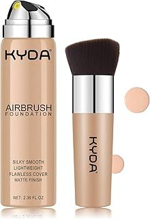 KYDA AirBrush Foundation Spray - Silky, High Coverage Creamy Finish, Breathable, Moisturizing Makeup - Nude Beige