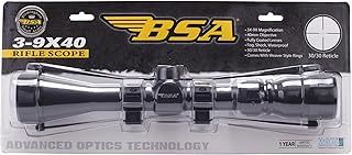 BSA 3-9x40 Zoom Riflescope 11mm 3/8" Airgun & Weaver Style/Picatinny Rings Air Rifle Scope Hunting Target Shooting