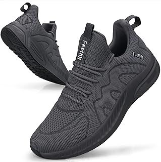 Feethit Trainers Men Running Shoes Tennis Sports Training Walking Gym Athletic Fitness Fashion Sneakers Trainers for Men Breathable Lightweight Comfortable Outdoor Flat Shoes for Jogging
