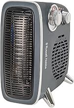 Russell Hobbs 1800W/1.8KW Electric Heater, Retro Horizontal/Vertical Fan Heater in Grey with Adjustable Thermostat, 2 Heat Settings, 20m² Room Size, Dial Control, RHRETHFH1001G with 2 Year Guarantee
