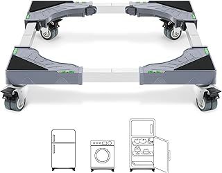 W B D WEIBIDA Adjustable Appliance Dolly Cart with 4 Locking Wheels, Small Furniture Mover Mobile Base Adjustable form 16” to 24-3/8” for Washing Machine, Dryer, Refrigerator, Max Weight 400 LBS