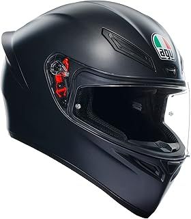 AGV - Helmet K1 S E2206, Full-face Motorbike Helmet, ECE, for Men, Racing Style with Spoiler, Air Intakes and Scratch Resistant Visor, 190° Field of View, with Intercom Ready, Matt Black