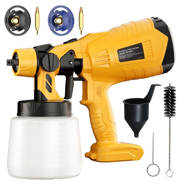 Paint Sprayer for Dewalt 18V 20V Battery Cordless Fence Paint Sprayer witn 3 Spray Patterns & 1000ml Tank for Fencing and Decking, Spray Gun Handheld Paint Sprayers for Home DIY Painting(No battery)