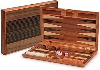 Wooden Inlaid Backgammon Game Set, Pasadena - Classic Strategy Board Game Set with Acrylic Playing Pieces & Wooden Dice Cups, 38.5 centimeters Board