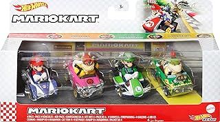 Hot Wheels, Mario Kart, Surprise Pack of 4 Cars, Luigi, Mario, Bowser and Bowser Jr, Toys for Boy, Mattel