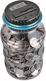 LOVSE SAME QUALITY LOWER PRICE Digital Coin Bank,Big Piggy Ban Automatic UK Coin Counting Jar Money Box Saving Pot Container with LCD Display for Kids,Transparent,19.5x9x10.8cm