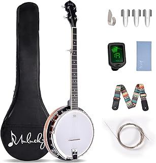 4 String Banjolele, Banjo Ukulele Concert Size 23 Inch with Remo Head, Closed Solid Wood Back, Beginner Kit with Truss Rod Gig Bag Tuner String Strap Picks, MBU-803