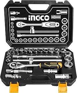 Ingco 1/2" Socket Set, Quick Release Ratchet Wrench Tool Set 25pcs 1/2 Inch Ratchet Set HKTS12251