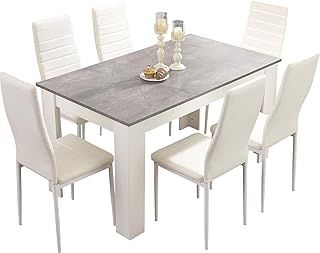 Blisswood Dining Table Set, Dining Table And Chair Set, Pu Leather Dining Room Chairs and 17mm Thick Table Top Long Modern Dining Table Set (Black Marble Dining Table And 4 Black Chair)