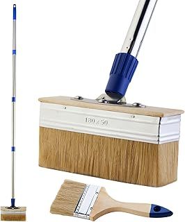 7" Decking Paint Brush Deck Stain Applicator with 60" Long Handle, 3" Paint Brush Included for Woodstains, Oils, Deck Coatings, Fence Wall Furniture
