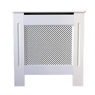Radiator Cover Traditional Diamond Slat MDF Wood Cabinet, White Mini
