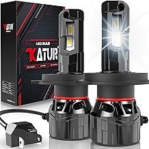 KATUR H4 LED Headlight Bulb 120W 30000LM, 700% Brightness H4 LED Bulb 6000K Xenon White Plug and Play 1:1 Mini Size Efficiency Cooling System Canbus H4 9003 HB2 Hi/Lo Beam Headlight Bulbs, Pack of 2