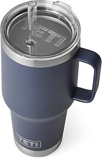 YETI Rambler Straw Mug, Stainless Steel Vacuum Insulated Mug with Stronghold Lid, Navy, 35 oz (1035 ml)
