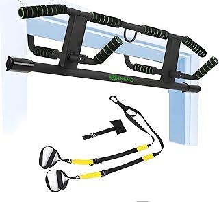 Pull Up Bar Doorway Fitness Chin-Up Bar Frame for Home Gym Exercise with Shortened Handle Bar & Professional Training Straps Set