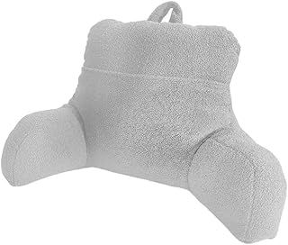 Original Sleep Company Teddy Fleece Reading Support Cushion Back Support Hollowfibre Filling Cosy Snuggle Cushion Armchair, Teddy Pillow with Arms Bed Seat for Relaxing Working (50X75 CM, Dove Grey)