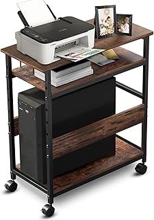 FinityPro 3 Tier Computer Tower Stand, 23.6" L x 11.8" W x 27.6" H, Industrial Height Adjustable PC Tower Stand, Under Desk CPU Holder for Office Home, Mobile Printer Stands with Lockable Caster Wheel