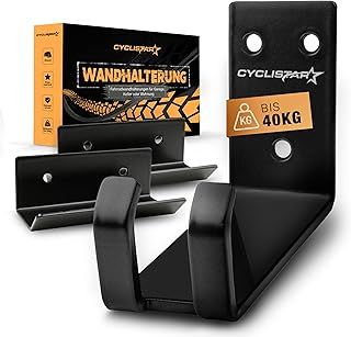 Bicycle Wall Mount up to 40kg - Robust Bicycle Mount Wall for MTB, Road Bike, E-Bike - Bicycle Holder Wall Pedal Suspension + 2x Support Brackets