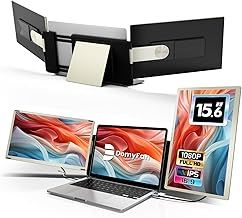 15.6" Laptop Screen Extender, 120% sRGB FHD 1080P IPS Triple Portable Laptop Monitor Extender with Type-C USB HDMI Plug-Play for Mac, Windows, Chrome, Android, Fits All Laptops
