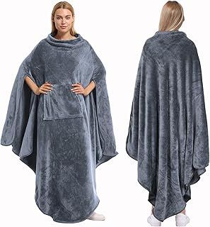 Sherpa Poncho Blanket Super Soft Comfy Plush Wearable Fleece Blanket for Adult Women Men Kids Throw Wrap Cover Indoors or Outdoors, 200 x 140 cm