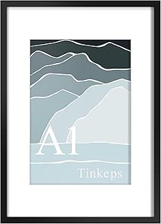 A1 Black Picture Frame - Engineered Wood and Plexiglass, A1 Frame with A2 Mount for A1/A2 Prints, Photos, and Posters, Wall Mountable - A1(59.4×84.1cm) Poster Frame