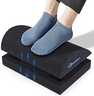 Ergonomic Foot Rest Under Desk, Adjustable Footrest Cushion with 2 Optional Height, Back Leg Knee Feet Support, Non-Slip Foam Footstool Pillow, Removable Washable Cover, for Home, Office, Chair, Car