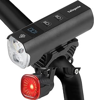 Bike Lights Front and Back, Super Bright 2 Powerful LEDs Bike Light, 6000mAh USB C Rechargeable Bicycle Lights, Smart Bike Taillight, Power Display & Aluminum Headlight for Road Mountain