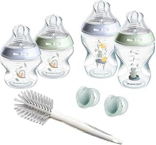 Tommee Tippee Natural Start Newborn Starter Set, 150ml and 260ml Anti-Colic Baby Bottles with Slow Teat Included, Slow & Medium-Flow Breast-Like Teats for a Natural Latch, Self-Sterilising, Blue