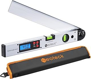 Aluminum Digital Angle Finder Protractor 225° 16 inch Backlit LCD Digital with Horizontal and Vertical Bubble - Silver