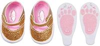 Baby Annabell Golden Shoes with Insoles 710272 - Golden Sparkly Shoes for 43cm Dolls - Suitable for Children from 3 Years Old