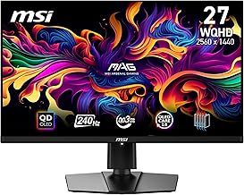 MSI MAG 271QPX QD-OLED E2 26.5 Inch WQHD Gaming Monitor - 2560 x 1440 Quantum Dot OLED Panel, 240Hz / 0.03ms, 99% DCI-P3 DisplayHDR True Black 400 - DP 1.4a, HDMI, USB Type-C