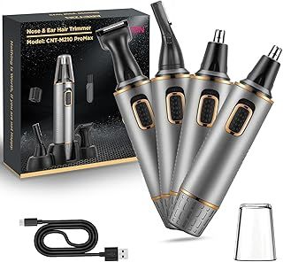 Nose Hair Trimmer for Men,4 in 1 Rechargable Nose Trimmer Men 2025 Professional Upgrade Painless Noses Hair Trimmer Dual Edge Blades with IPX7 Waterproof for Easy Cleansing,Grey Gold