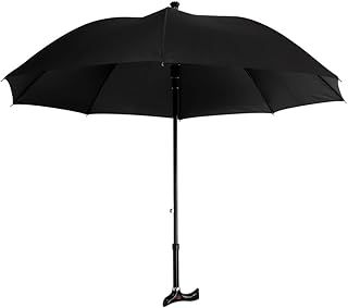 2-in-1 Walking Stick & Integrated Umbrella for women & Mens with Adjustable Hight Up to 92cm -Black Umbrella Cane with Sturdy handle and anti-skid rubber foot