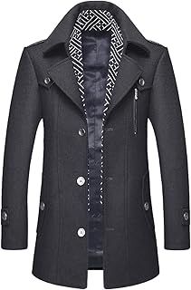 iCKER Men's Wool Coat Short Trench Coat Pea Coat Casual Winter Business Slim Fit Jacket