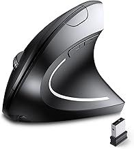 ASOYIOL Ergonomic Mouse Wireless,Rechargeable Ergonomic Mouse with USB Receiver, 6 Buttons 3 DPI 1000/1200/1600 Vertical Mouse for Desktop, Laptop,Computer Mouese Wireless(Right Hand,Black)