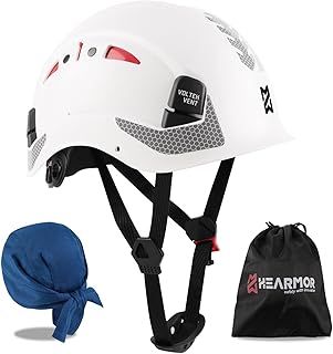 Baustellenschutzhelm, EN397-zertifizierter, Verstellbarer ABS-Schutzhelm mit 6-Punkt-Ratschensystem, inkl. Kühlungsfutter und Tragetasche - für alle Arbeitsplätze geeignet