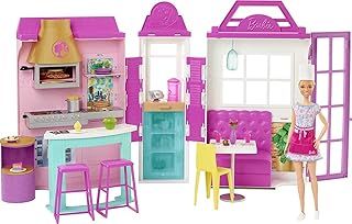 ​Barbie Cook ‘n Grill Restaurant Playset with Barbie Doll, 30+ Pieces & 6 Play Areas Including Kitchen, Pizza Oven, Grill & Dining Booth, Gift for 3 to 7 Year Olds